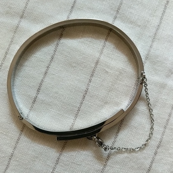 Bangle Chain Bracelet Minimalist Rhodium Plated - Picture 3 of 7